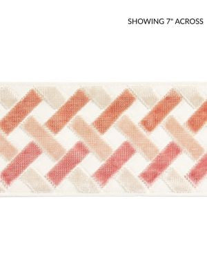 Parquet Velvet Tape Rose Quartz SCT33260002 by Scalamandre Designer Trim PACIFICA 50% VISCOSE 50% COTTON INDIA MEDIUM DUTY Horizontal: 1.5" and Vertical: 3.75 - Swanky Fabrics -