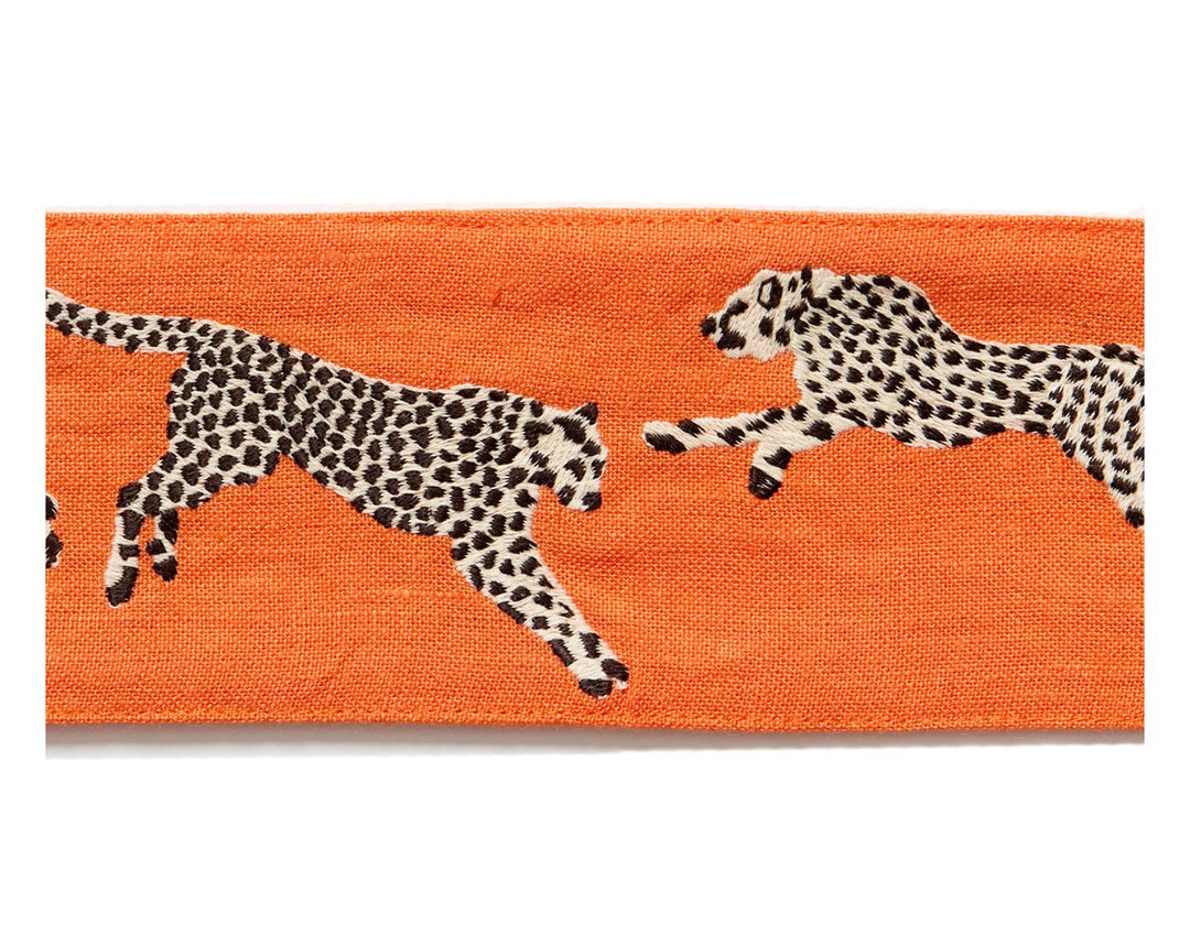 Leaping Cheetah Embrdry Tape Clementine SCT33310002 by Scalamandre Designer Trim