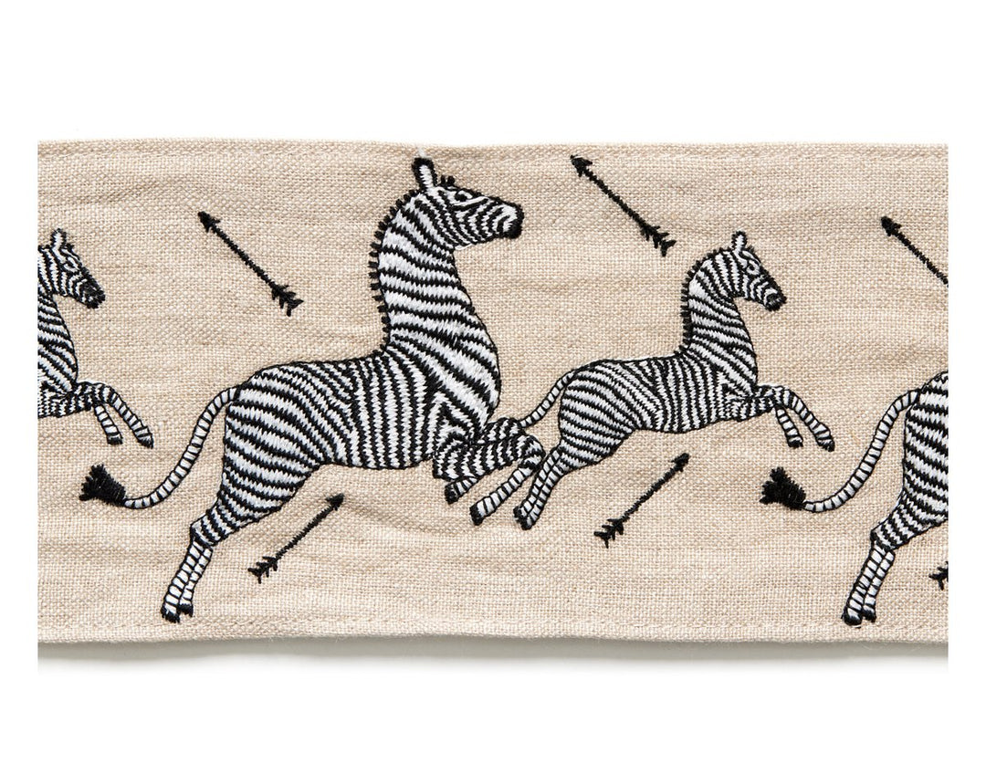 Zebras Embroidered Tape Linen SCT33320002 by Scalamandre Designer Trim