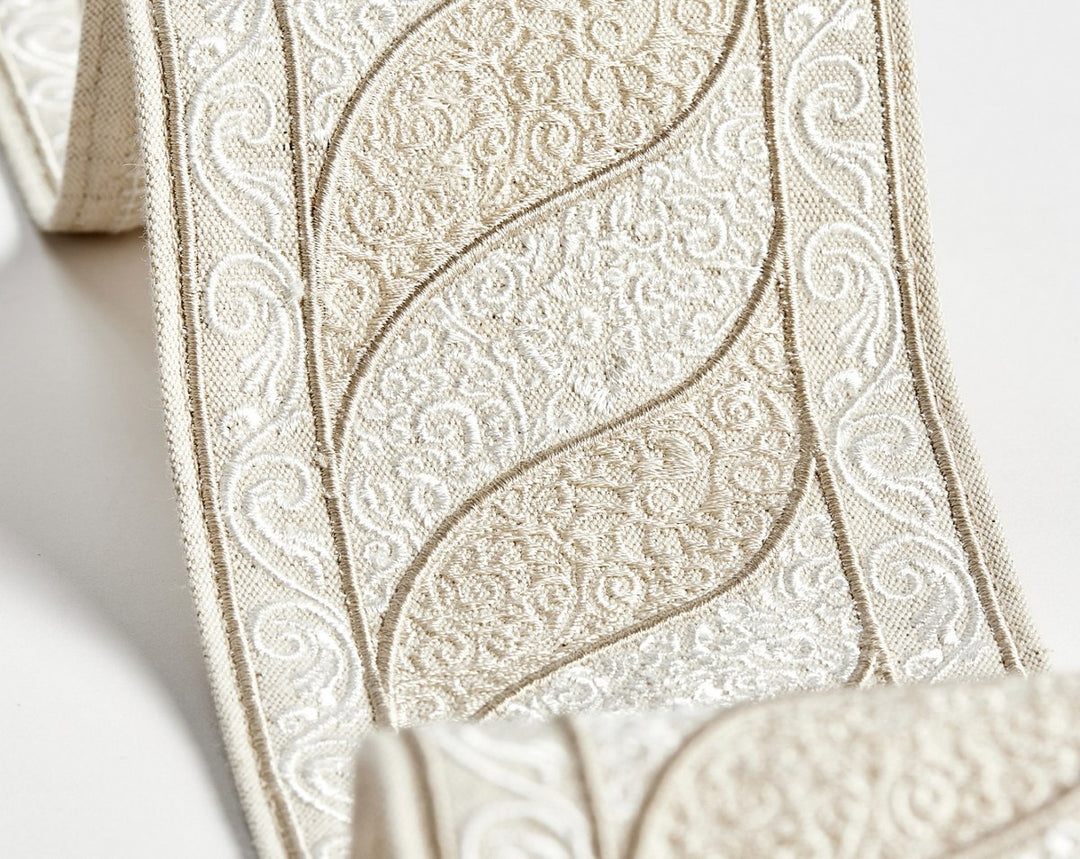 Paisley Embroidered Tape Fawn SCT33400002 by Scalamandre Designer Trim