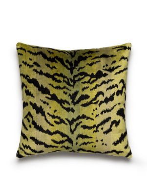 Tigre Pillow 22 X 22 - Greens & Black SCTIGRPILL0002 by Scalamandre Designer Pillows 13% COTTON, 69% VISCOSE / 18% POLYESTER / U.S.A. Horizontal: and Vertical: 0 - Swanky Fabrics -