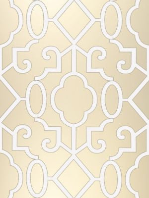 Ming Fretwork Wallpaper Champagne - Pearlescent SCWP883560002 by Scalamandre Designer Wallpaper ORIANA U.S.A. Horizontal: 25.25" and Vertical: 25.5" 25.5 - Swanky Fabrics -
