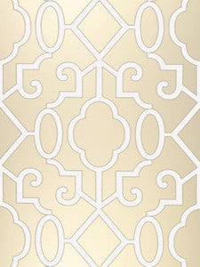 Ming Fretwork Wallpaper Champagne - Pearlescent SCWP883560002 by Scalamandre Designer Wallpaper