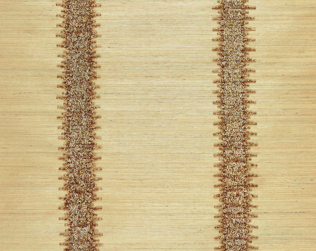 Veronica Beaded Grasscloth Burnished Gold SCWP883860002 by Scalamandre Designer Wallpaper