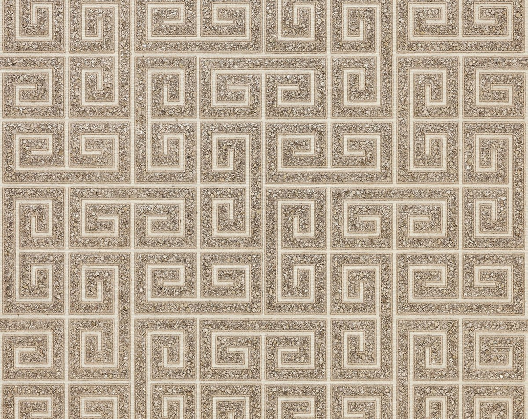 Fret Mosaic Grasscloth Tiger Eye SCWP885570002 by Scalamandre Designer Wallpaper