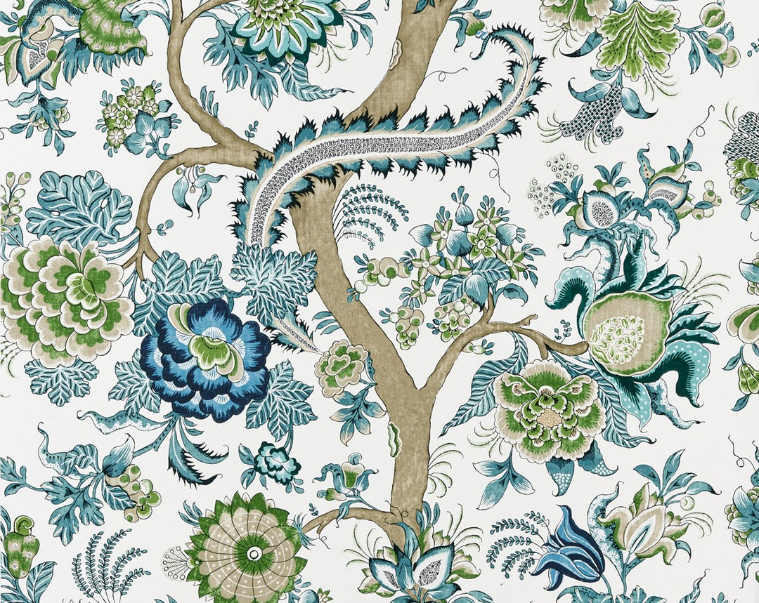 Metropolitan Palampore Aegean SCWP885610002 by Scalamandre Designer Wallpaper