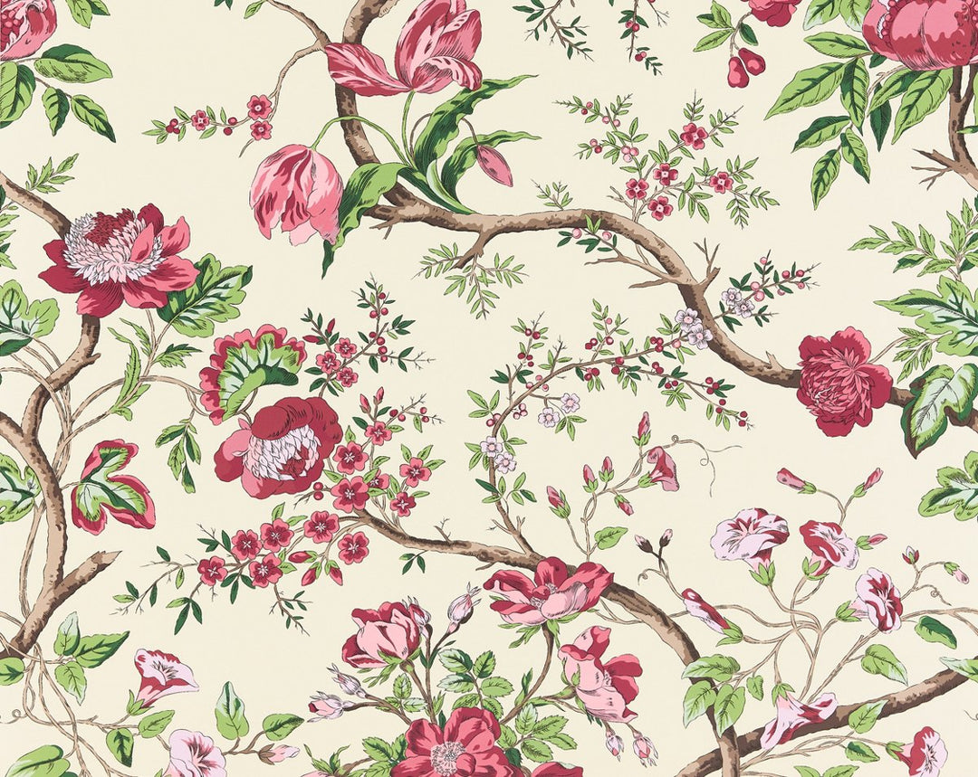 Persephone Wallcovering Heirloom Rose SCWP885630002 by Scalamandre Designer Wallpaper