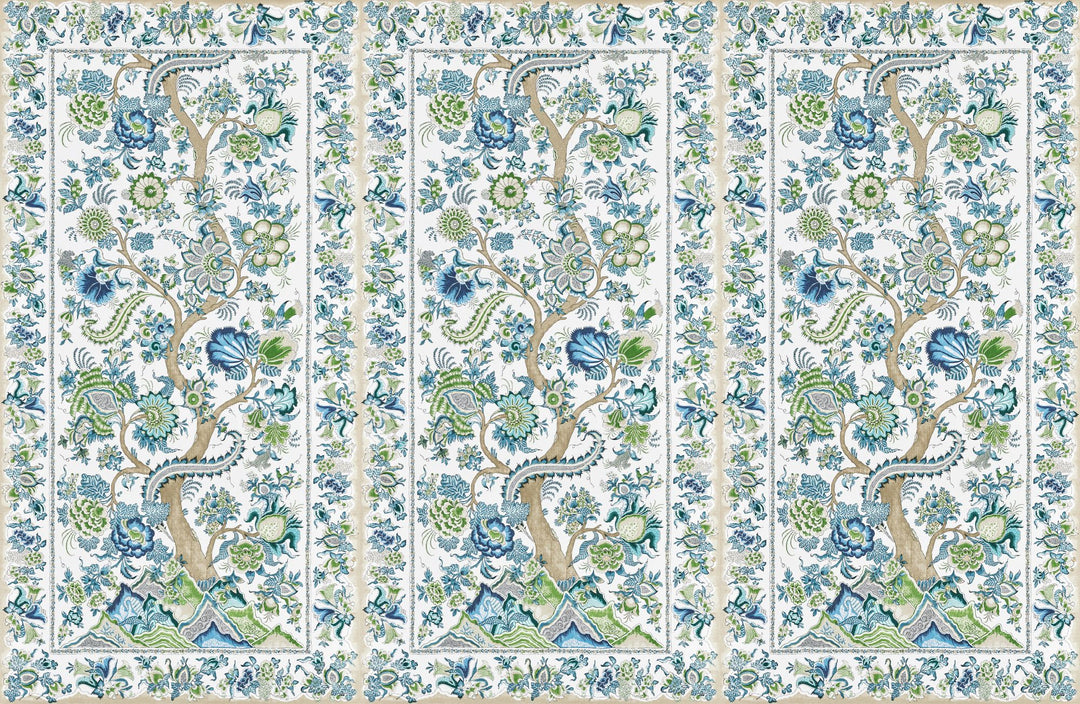 Metropolitan Palampore Mural Aegean SCWP885670002 by Scalamandre Designer Wallpaper