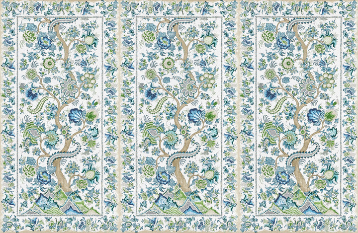 Metropolitan Palampore Mural Aegean SCWP885670002 by Scalamandre Designer Wallpaper