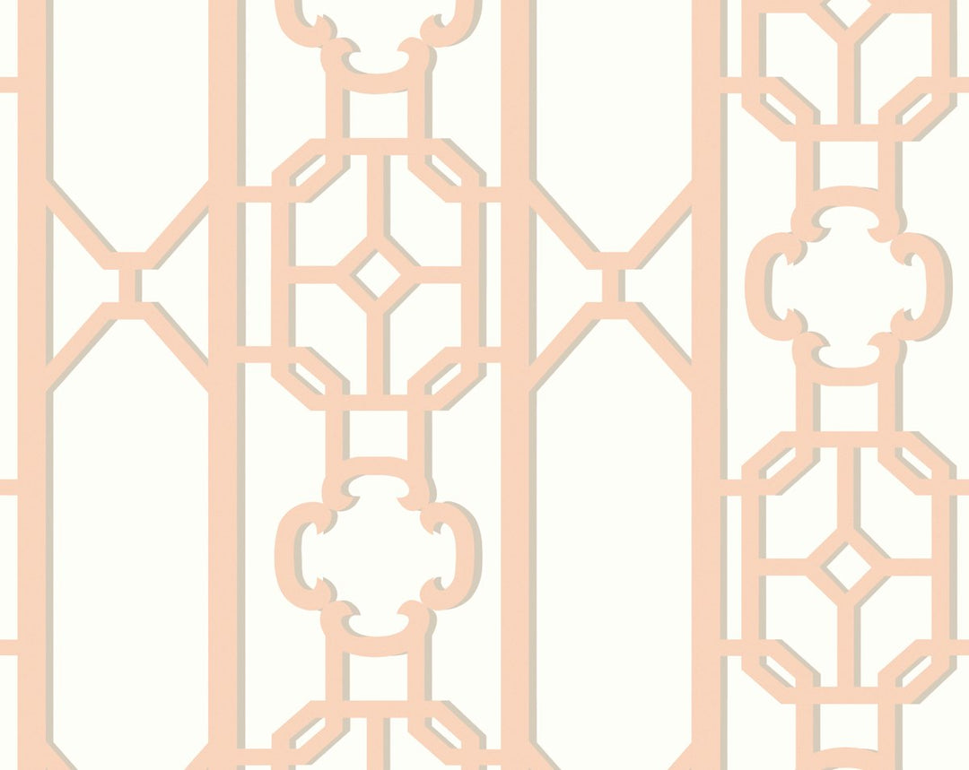 Joanna Fret Peach SCWP88582D0002 by Scalamandre Designer Wallpaper