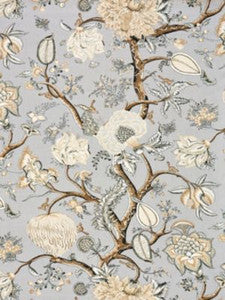 Pondicherry Linen Print Mineral SC165560003 by Scalamandre Designer Fabric