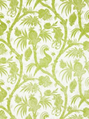 Balinese Peacock Linen Print Pear SC165750003 by Scalamandre Designer Fabric ORIANA 67% LINEN 33% COTTON FRANCE LIGHT DUTY Horizontal: 21.625" and Vertical: 28.5" 57 - Swanky Fabrics -