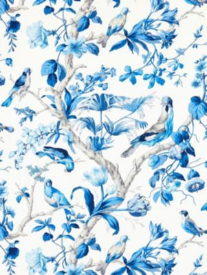 Belize Print Porcelain SC166000003 by Scalamandre Designer Fabric BOTANICA 100% COTTON FRANCE MEDIUM DUTY Horizontal: 30" and Vertical: 26.75" 53.5 - Swanky Fabrics -