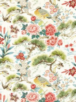 Shenyang Linen Print Bloom SC166010003 by Scalamandre Designer Fabric BOTANICA 100% LINEN UNITED KINGDOM LIGHT DUTY Horizontal: 26" and Vertical: 27" 54 - Swanky Fabrics -