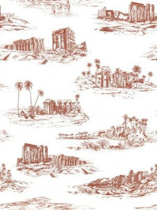 Cairo Toile Red Clay SC166350003 by Scalamandre Designer Fabric