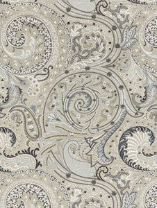 Malabar Paisley Embroidery Flax SC271240003 by Scalamandre Designer Fabric
