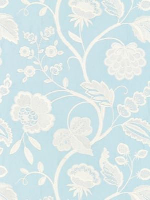 Kensington Embroidery Sky SC271510003 by Scalamandre Designer Fabric BOTANICA 50% POLYESTER 30% LINEN 20% COTTON INDIA LIGHT DUTY Horizontal: 30.75" and Vertical: 24.75" 51 - Swanky Fabrics -