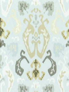 Mandalay Ikat Embroidery Mineral SC271720003 by Scalamandre Designer Fabric