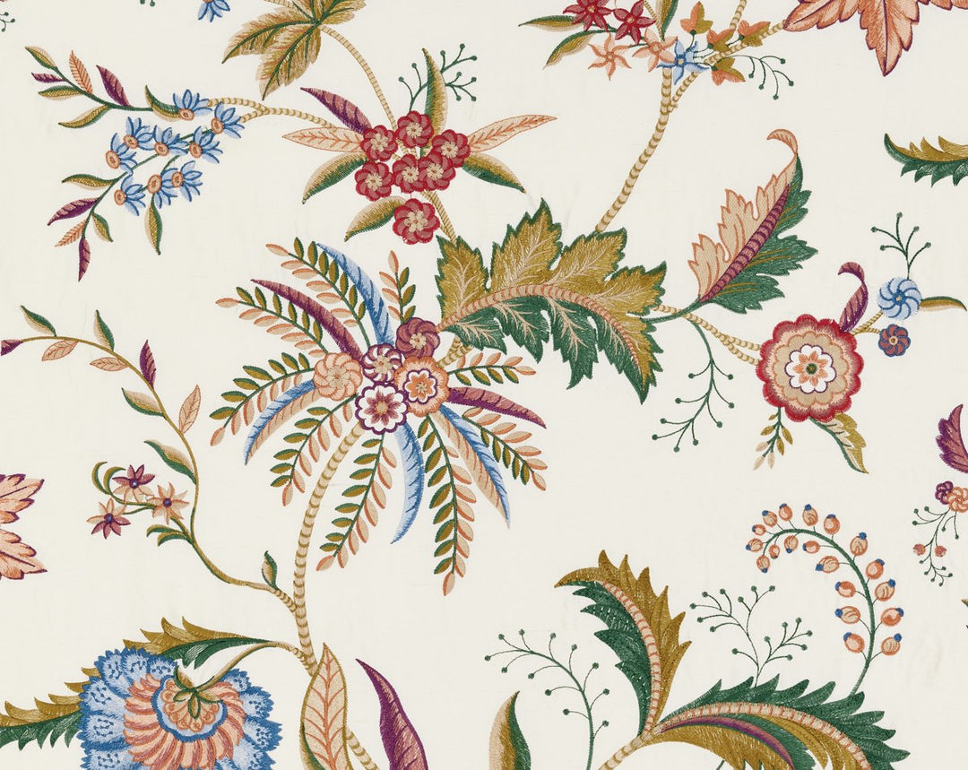 Seraphine Embroidered Silk Jewel Multi SC273250003 by Scalamandre Designer Fabric