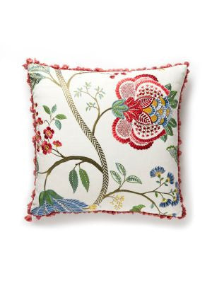 Palampore Embroidery Pillow 22 X 22 - Bloom SCPALAPILL0003 by Scalamandre Designer Pillows 100% LINEN, 65% LINEN 35% VISCOSE Horizontal: and Vertical: 0 - Swanky Fabrics -