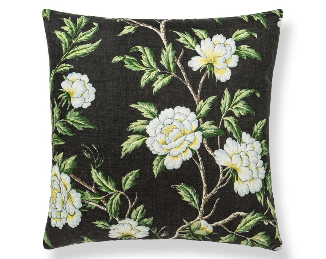 Peonia Linen Pillow 22 X 22 - Onyx SCSDDK166160003 by Scalamandre Designer Pillow