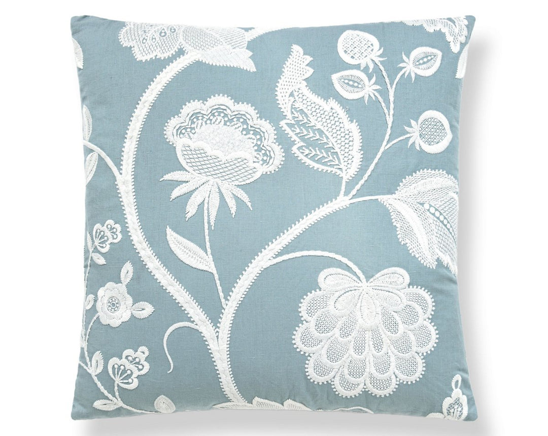 Kensington Embroidery Pillow 22 X 22 - Sky SCSDDK271510003 by Scalamandre Designer Pillow