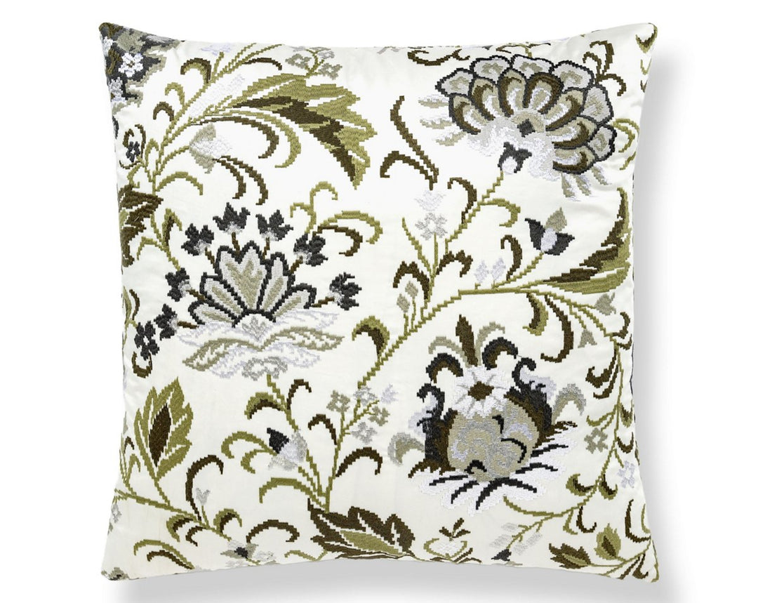 Delphine Embroidery Pillow 22 X 22 - Ash SCSDDK271730003 by Scalamandre Designer Pillow