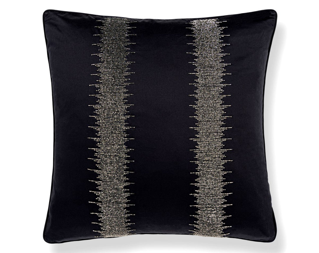 Veronica Beaded Pillow 22 X 22 - Black/Pewter SCSDDS883860003 by Scalamandre Designer Pillow