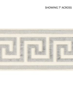 Greek Key Velvet Tape Smoke SCT32790003 by Scalamandre Designer Trim ORIANA 50% VISCOSE 50% COTTON INDIA LIGHT DUTY Horizontal: 2.875" and Vertical: 4 - Swanky Fabrics -
