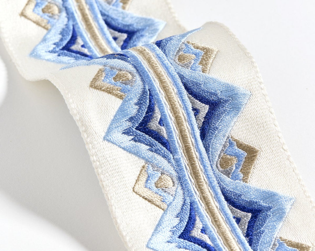 Flamme Embroidered Tape Porcelain SCT33350003 by Scalamandre Designer Trim