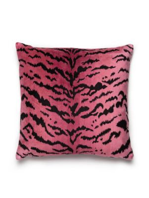 Tigre Pillow 22 X 22 - Reds & Black SCTIGRPILL0003 by Scalamandre Designer Pillows 13% COTTON, 69% VISCOSE / 18% POLYESTER / U.S.A. Horizontal: and Vertical: 0 - Swanky Fabrics -