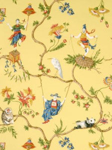 Ming Circus Multi On Pollen SCWP816050003 by Scalamandre Designer Wallpaper
