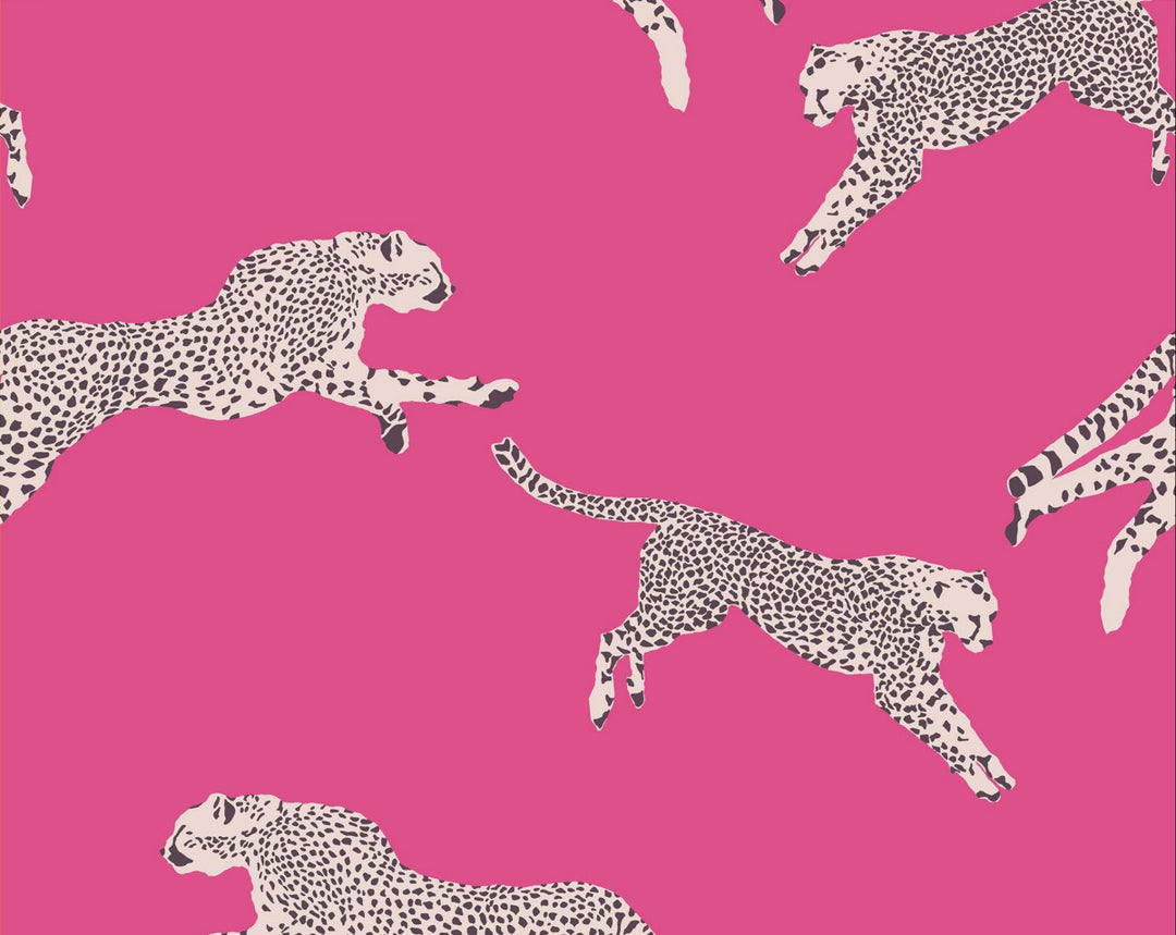 Leaping Cheetah Bubblegum SCWP88449D0003 by Scalamandre Designer Wallpaper