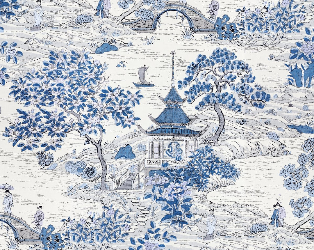 Satomi | Wallcovering Evening Blue SCWP885540003 by Scalamandre Designer Wallpaper