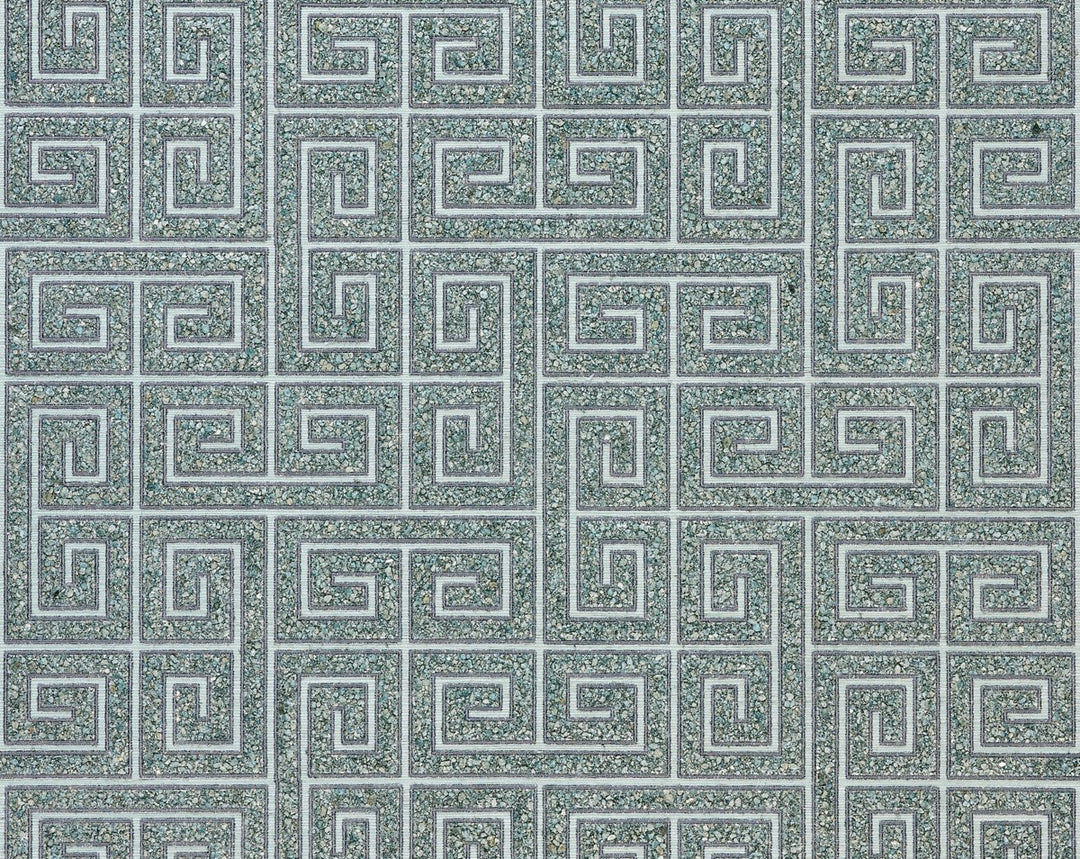 Fret Mosaic Grasscloth Mineral SCWP885570003 by Scalamandre Designer Wallpaper