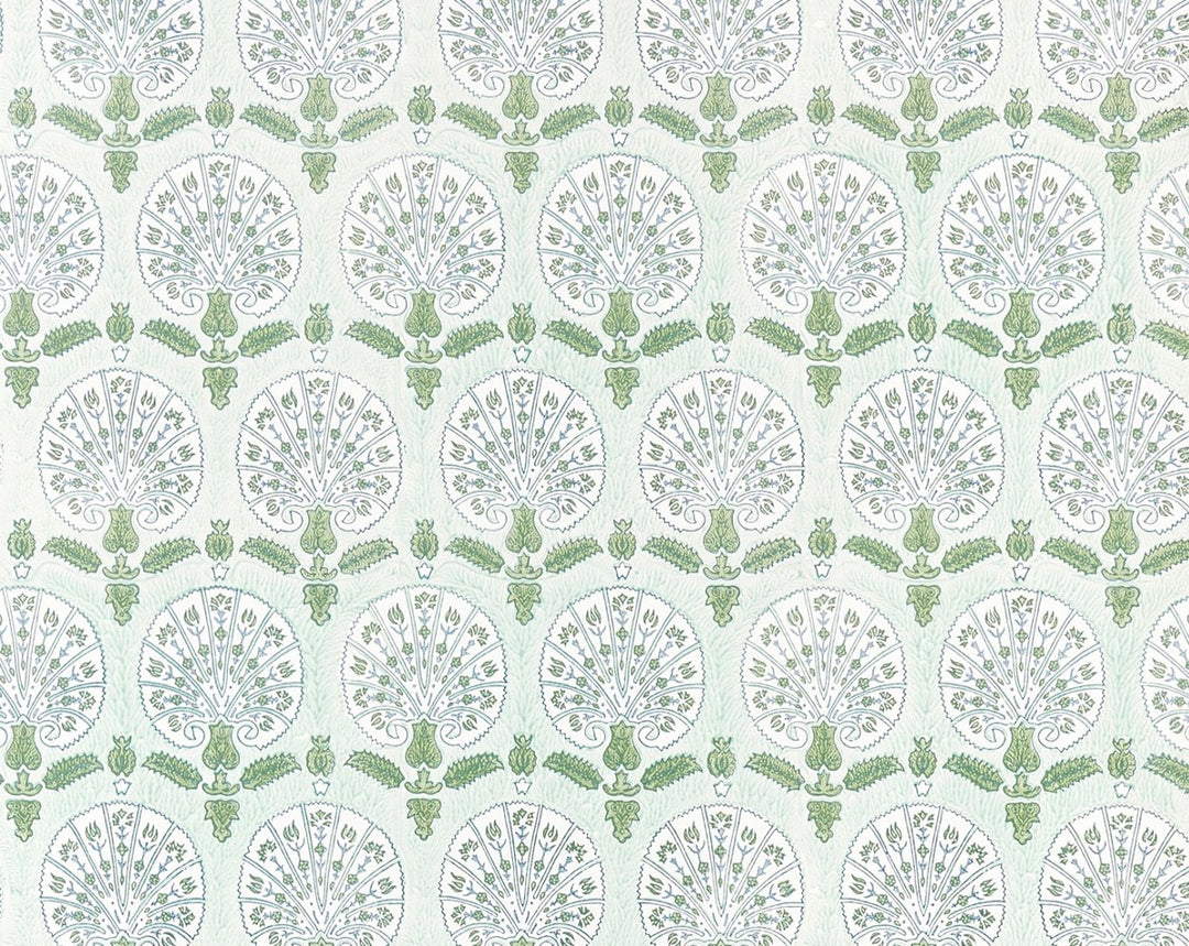 Karanfil Block Print Wallpaper Green Tea SCWP885600003 by Scalamandre Designer Wallpaper
