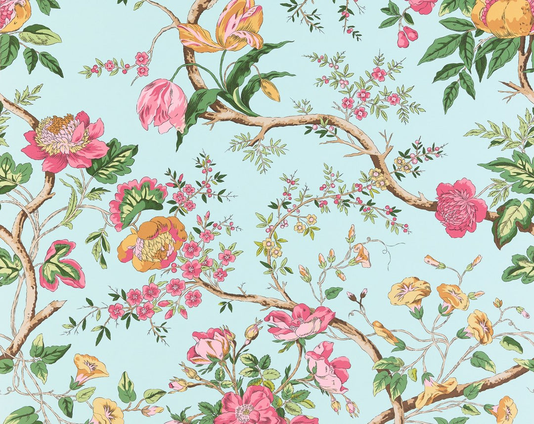 Persephone Wallcovering Spring Sky SCWP885630003 by Scalamandre Designer Wallpaper
