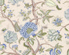 Pondicherry Wallcovering Blue Green On Cream Fern SCWP885850003 by Scalamandre Designer Wallpaper