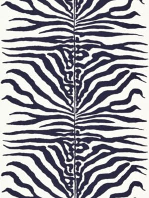 Zebra Navy SC16366M0004 by Scalamandre Designer Fabric JARDIN 100% LINEN UNITED KINGDOM MEDIUM DUTY Horizontal: 37.5" and Vertical: 54" 57.25 - Swanky Fabrics -