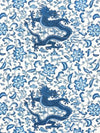 Chi'En Dragon Linen Print Indigo SC165580004 by Scalamandre Designer Fabric