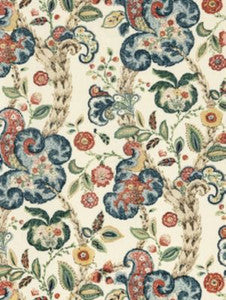 Cumbria Hand Block Print Multi On Cream SC166030004 by Scalamandre Designer Fabric