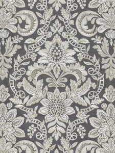 Elizabeth Damask Embroidery Charcoal SC270860004 by Scalamandre Designer Fabric