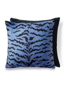 TigreVelvet Pillow 22 X 22 - Blues & Black Black SCATIGRPILL0004 by Scalamandre Designer Pillows