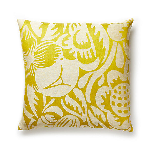 Deco Flower Pillow/Chartreuse by Scalamandre Pillow Scalamandre Pillow Deco Flower Pillow/ChartreusePillow 100% LINEN USA </p><p>Repeat: H: 43.375", V: 27" 54" - Fabric Carolina -
