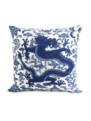 Chi'En Dragon Pillow 22 X 22 - Indigo SCDRAGONPIL0004 by Scalamandre Designer Pillows FALL 2015 52% LINEN;48% COTTON LIGHT DUTY Horizontal: and Vertical: 0 - Swanky Fabrics -