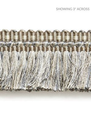 Shimmer Brush Fringe Silver Grey SCFC14950004 by Scalamandre Designer Trim MODERN LUXURY 52% ACETATE 42% ACRYLIC 6% LUREX FRANCE LIGHT DUTY Horizontal: and Vertical: 2 - Swanky Fabrics -