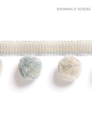 Osborne Pom Pom Fringe Mineral SCFX15000004 by Scalamandre Designer Trim HAMPTONS TRIMMINGS 95% ACRYLIC 5% POLYESTER CHINA LIGHT DUTY Horizontal: and Vertical: 1.38 - Swanky Fabrics -