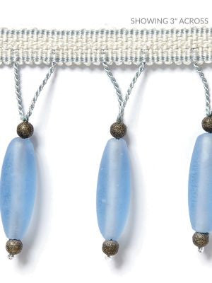 Vionnet Beaded Fringe Sky SCFX15010004 by Scalamandre Designer Trim MERCHANTE 91% GLASS 5% METALLIC 4% VISCOSE INDIA LIGHT DUTY Horizontal: and Vertical: 1.125" 3.13 - Swanky Fabrics -