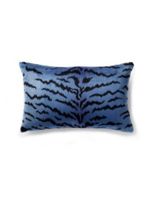 Tigre Pillow 14 X 22 - Blues & Black SCLTIGRPILL0004 by Scalamandre Designer Pillows 13% COTTON, 69% VISCOSE / 18% POLYESTER / U.S.A. Horizontal: and Vertical: 0 - Swanky Fabrics -
