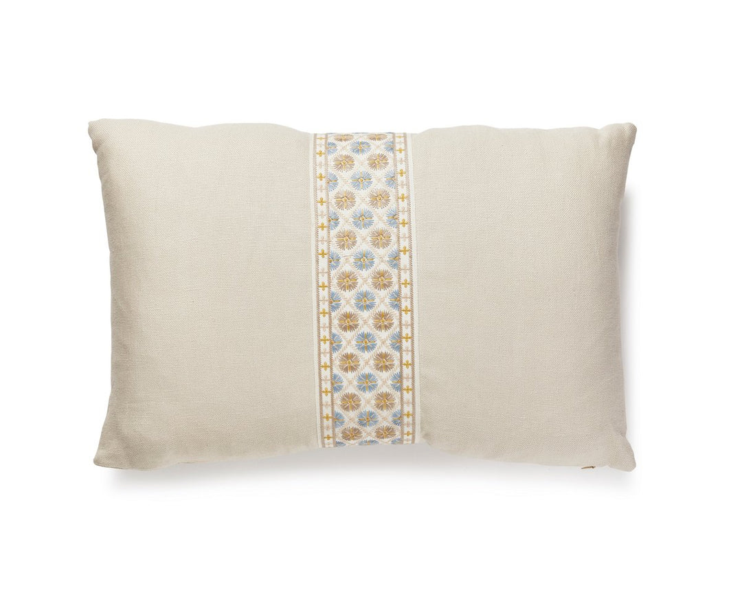 Toscana/Hansel Tape Pillow 14 X 22 - Flax / Seaside SCLTOSCPILL0004 by Scalamandre Designer Pillow